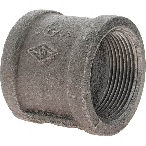 Value Collection - Size 1-1/2", Class 150, Malleable Iron Black Pipe Coupling - 150 psi, Threaded End Connection - Apex Tool & Supply