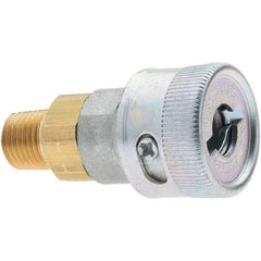 Parker - 1/4-18 NPTF Schrader Twist-Lock Pneumatic Hose Coupler - Brass, 1/4" Body Diam - Apex Tool & Supply