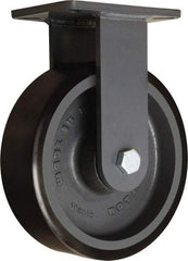 Hamilton - 10" Diam x 3" Wide x 12-1/2" OAH Top Plate Mount Rigid Caster - Polyurethane Mold onto Cast Iron Center, 3,900 Lb Capacity, Sealed Precision Ball Bearing, 5-1/4 x 7-1/4" Plate - Apex Tool & Supply