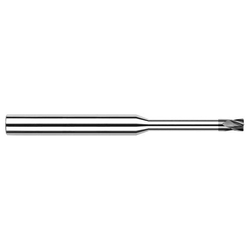 Diamond End Mills for Non-Ferrous Materials - CVD Diamond - 0.0620″ (1/16″) Cutter Diameter × 0.0100″ Radius × 0.0930″ (3/32″) Length of Cut × 0.3120″ (5/16″) Reach Carbide Corner Radius End Mill, 4 Flutes, CVD Diamond Coated - Exact Industrial Supply