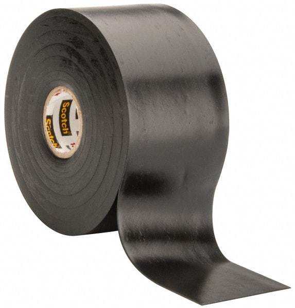 3M - 2" x 30', Black Rubber Electrical Tape - Series 130C, 30 mil Thick, 750 V/mil Dielectric Strength, 7.5 Lb./Inch Tensile Strength - Apex Tool & Supply