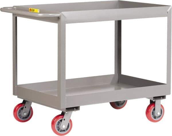 Little Giant - 3,600 Lb Capacity, 30" Wide x 65-1/2" Long x 36-1/2" High Deep Shelf Cart - 2 Shelf, Steel, 2 Rigid/2 Swivel Casters - Apex Tool & Supply