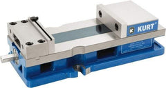 Kurt - 6" Jaw Width, 9" Jaw Opening Capacity, Horizontal Stationary Machine Vise - Reverse Manual Operation, 1 Station, 18.385" Long x 4.86" High x 1-47/64" Deep, 1.735" Jaw Height, 12,600 Lb Max Clamp Force, Ductile Iron - Apex Tool & Supply