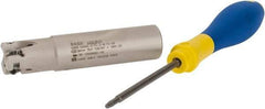 Iscar - 3/4" Cut Diam, 0.315" Max Depth of Cut, 3/4" Shank Diam, 3.38" OAL, Indexable Square Shoulder Helical End Mill - H490 AN.X 09 Inserts, Weldon Shank, 90° Lead Angle, Through Coolant, Series Helido - Apex Tool & Supply