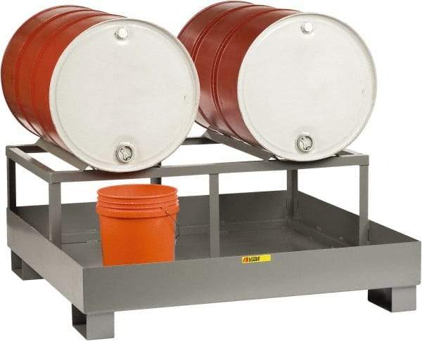 Little Giant - 66 Gal Sump, 2 Drum, Steel Drum Rack - 51" Long x 51" Wide x 22" High - Apex Tool & Supply