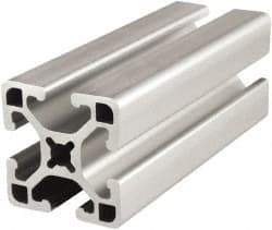 80/20 Inc. - 145 Inches Long x 1-1/2 Inches Wide x 1-1/2 Inches High, T Slotted Aluminum Extrusion - 0.877 Square Inches, Clear Anodized Finish - Apex Tool & Supply