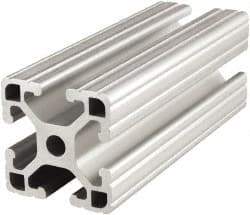 80/20 Inc. - 48 Inches Long x 1-1/2 Inches Wide x 1-1/2 Inches High, T Slotted Aluminum Extrusion - 0.8986 Square Inches, Clear Anodized Finish - Apex Tool & Supply