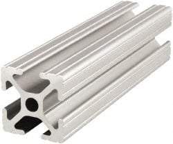 80/20 Inc. - 48 Inches Long x 1 Inch Wide x 1 Inch High, T Slotted Aluminum Extrusion - 0.4379 Square Inches, Clear Anodized Finish - Apex Tool & Supply