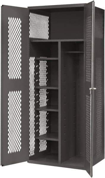 Durham - 5 Shelf Locking Storage Cabinet - Steel, 36" Wide x 24" Deep x 84" High, Gray - Apex Tool & Supply
