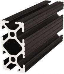 80/20 Inc. - 72 Inches Long x 1 Inch Wide x 2 Inches High, T Slotted Aluminum Extrusion - 0.7914 Square Inches, Black Anodized Finish - Apex Tool & Supply