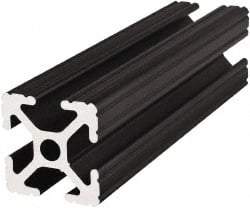 80/20 Inc. - 145 Inches Long x 1 Inch Wide x 1 Inch High, T Slotted Aluminum Extrusion - 0.4379 Square Inches, Black Anodized Finish - Apex Tool & Supply