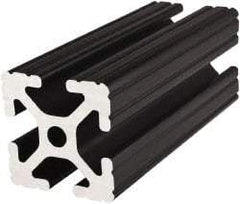 80/20 Inc. - 145 Inches Long x 1-1/2 Inches Wide x 1-1/2 Inches High, T Slotted Aluminum Extrusion - 1.154 Square Inches, Black Anodized Finish - Apex Tool & Supply