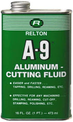 Relton - A-9, 1 Pt Bottle Cutting Fluid - Semisynthetic, For Broaching, Drilling, Milling, Reaming, Sawing, Tapping, Threading - Apex Tool & Supply