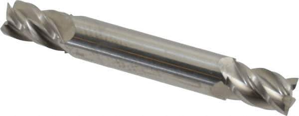 Accupro - 9mm, 14mm LOC, 10mm Shank Diam, 2-3/4" OAL, 4 Flute, Solid Carbide Square End Mill - Double End, Uncoated, Spiral Flute, 40° Helix, Centercutting, Right Hand Cut, Right Hand Flute - Apex Tool & Supply