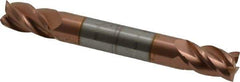 Accupro - 8mm, 12mm LOC, 8mm Shank Diam, 63mm OAL, 4 Flute, Solid Carbide Square End Mill - Double End, TiCN Finish, Spiral Flute, 40° Helix, Centercutting, Right Hand Cut, Right Hand Flute - Apex Tool & Supply