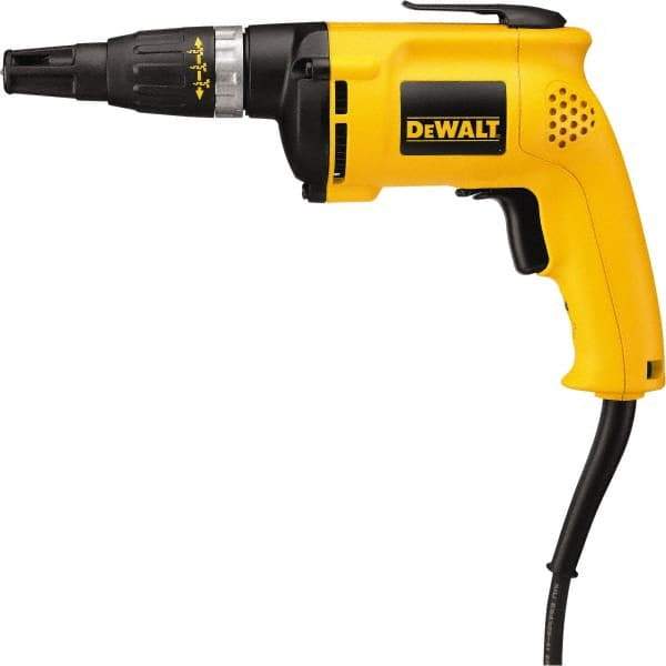 DeWALT - Pistol Grip Handle, 5,300 RPM, 60 In/Lb Torque, Electric Screwdriver - 1/4" Bit Holder, 120 Volts, 6 Amps - Apex Tool & Supply