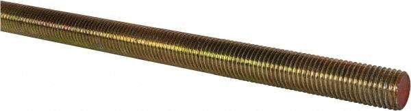 Value Collection - 1-8 UNC (Coarse), 6' Long, Alloy Steel Threaded Rod - Yellow Zinc-Plated Finish, Right Hand Thread - Apex Tool & Supply