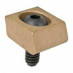Mitee-Bite - 1/4-20 Screw Thread, 3/4" Wide x 0.15" High, Smooth Brass Standard Style Screw Mount Toe Clamp - 950 Lb Holding Force, 50" Lb Torque, 4.17 Lb Ft Torque, 0.44" Long Extension, 0.024" Throw, 6 Clamps in Package - Apex Tool & Supply