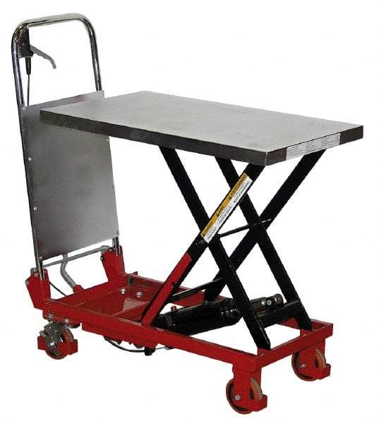 Vestil - 400 Lb Capacity Hydraulic Scissor Elevating Cart - 8-3/4" Lift Height, 27-1/2" Platform Length x 17-1/2" Platform Width - Apex Tool & Supply