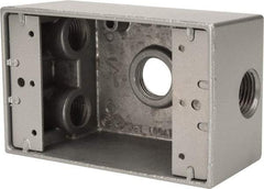 Thomas & Betts - 1 Gang, (4) 1/2" Knockouts, Aluminum Rectangle Outlet Box - 4-1/2" Overall Height x 2-1/2" Overall Width x 2" Overall Depth, Weather Resistant - Apex Tool & Supply
