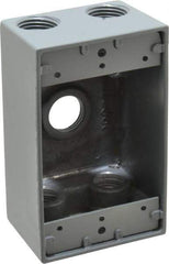 Thomas & Betts - 1 Gang, (5) 1/2" Knockouts, Aluminum Rectangle Outlet Box - 4-1/2" Overall Height x 2-1/2" Overall Width x 2" Overall Depth, Weather Resistant - Apex Tool & Supply
