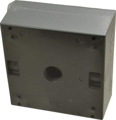 Thomas & Betts - 2 Gang, (3) 1/2" Knockouts, Aluminum Square Outlet Box - 4-9/16" Overall Height x 4-5/8" Overall Width x 2-1/16" Overall Depth, Weather Resistant - Apex Tool & Supply