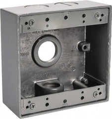 Thomas & Betts - 2 Gang, (4) 3/4" Knockouts, Aluminum Square Outlet Box - 4-9/16" Overall Height x 4-5/8" Overall Width x 2-1/16" Overall Depth, Weather Resistant - Apex Tool & Supply