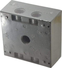Thomas & Betts - 2 Gang, (5) 1/2" Knockouts, Aluminum Square Outlet Box - 4-9/16" Overall Height x 4-5/8" Overall Width x 2-1/16" Overall Depth, Weather Resistant - Apex Tool & Supply