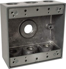 Thomas & Betts - 2 Gang, (7) 1/2" Knockouts, Aluminum Square Outlet Box - 4-9/16" Overall Height x 4-5/8" Overall Width x 2-1/16" Overall Depth, Weather Resistant - Apex Tool & Supply