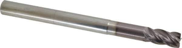 SGS - 1/2", 4 Flute, Single End, Solid Carbide, 0.03" Corner Radius End Mill - 6" OAL, Right Hand Flute, 1" LOC, Right Hand Cut, 2-1/4" Extended Reach - Apex Tool & Supply