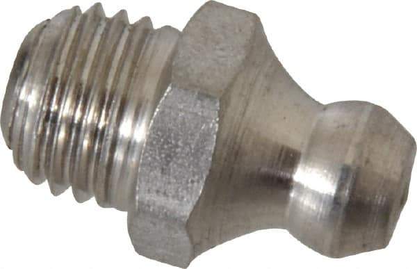 PRO-LUBE - Straight Head Angle, M8x1.0 Metric Stainless Steel Standard Grease Fitting - 9mm Hex - Apex Tool & Supply