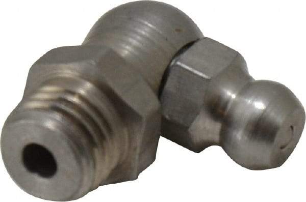 PRO-LUBE - 90° Head Angle, M8x1.0 Metric Stainless Steel Standard Grease Fitting - 9mm Hex - Apex Tool & Supply