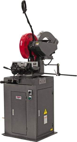 Jet - 2 Cutting Speeds, 14" Blade Diam, Cold Saw - 1,750 & 3,500 RPM Blade Speed, Floor Machine, 3 Phase, Compatible with Non-Ferrous Material - Apex Tool & Supply