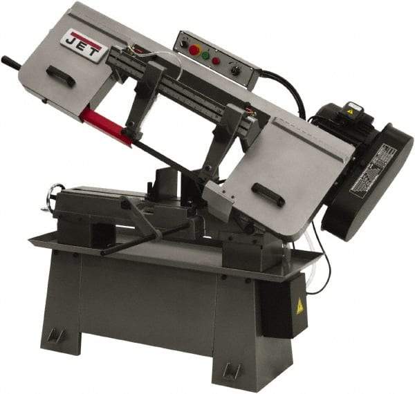 Jet - 9 x 13" Max Capacity, Manual Step Pulley Horizontal Bandsaw - 82, 132, 170 & 235 SFPM Blade Speed, 115/230 Volts, 45°, 1.5 hp, 1 Phase - Apex Tool & Supply