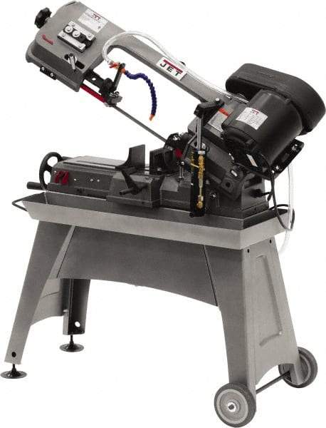 Jet - 5 x 8" Manual Horizontal Bandsaw - 1 Phase, 1/2 hp, 115 Volts, 45° Angle of Vise Rotation, Step Pulley Drive - Apex Tool & Supply