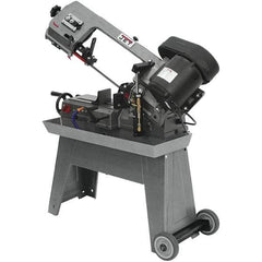 Jet - 7-1/2 x 5" Max Capacity, Manual Geared Head Horizontal Bandsaw - 85, 125 & 200 SFPM Blade Speed, 115/230 Volts, 45°, 0.5 hp, 1 Phase - Apex Tool & Supply