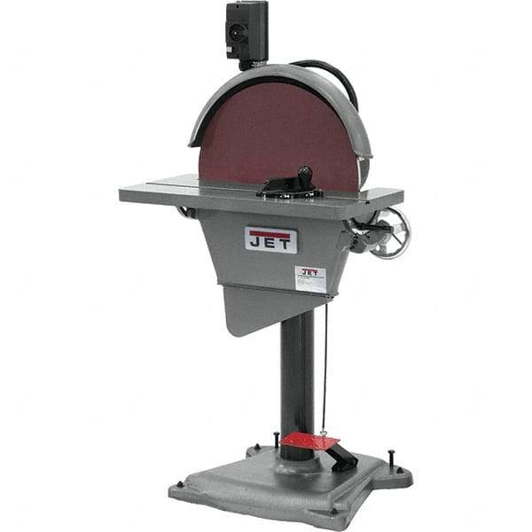 Jet - 20 Inch Diameter, 1,725 RPM, 3 Phase Disc Sanding Machine - 27-1/2 Inch Long x 10-1/2 Inch Wide, 30 Inch Overall Length x 53 Inch Overall Height - Apex Tool & Supply