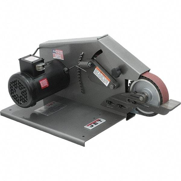 Jet - 72 Inch Long x 2 Inch Wide Belt Grinder - 1 hp, 115/230 Volts, 1750 RPM Disc Speed, Horizontal Belt, 4,600 Ft. per Min Belt Speed - Apex Tool & Supply