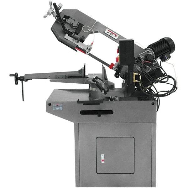 Jet - 8-3/4 x 7" Max Capacity, Manual Geared Head Horizontal Bandsaw - 157 to 314 SFPM Blade Speed, 230 Volts, 45 & 60°, 1.5 hp, 3 Phase - Apex Tool & Supply