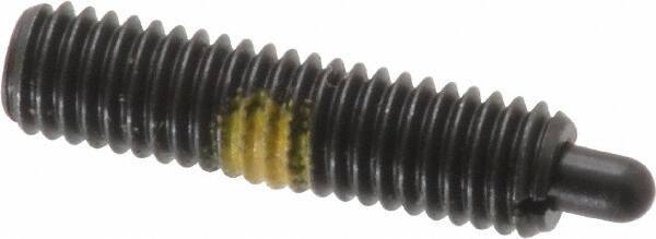 Vlier - 10-32, 3/4" Thread Length, 1/8" Plunger Projection, Steel Threaded Spring Plunger - 0.091 - 0.092" Max Plunger Diam, 3/4" Plunger Length, 2.9 Lb Init End Force, 11.1 Lb Final End Force - Apex Tool & Supply