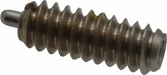 Vlier - 6-32, 3/8" Thread Length, 1/16" Plunger Projection, Stainless Steel Threaded Spring Plunger - 0.044 - 0.045" Max Plunger Diam, 3/8" Plunger Length, 1 Lb Init End Force, 1.6 Lb Final End Force - Apex Tool & Supply