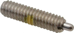 Vlier - 8-32, 5/8" Thread Length, 3/32" Plunger Projection, Stainless Steel Threaded Spring Plunger - 0.069 - 0.07" Max Plunger Diam, 5/8" Plunger Length, 0.7 Lb Init End Force, 2.3 Lb Final End Force - Apex Tool & Supply