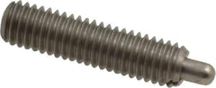 Vlier - 10-32, 3/4" Thread Length, 1/8" Plunger Projection, Stainless Steel Threaded Spring Plunger - 0.091 - 0.092" Max Plunger Diam, 3/4" Plunger Length, 2.9 Lb Init End Force, 11.1 Lb Final End Force - Apex Tool & Supply