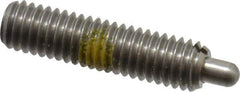 Vlier - 10-32, 3/4" Thread Length, 1/8" Plunger Projection, Stainless Steel Threaded Spring Plunger - 0.091 - 0.092" Max Plunger Diam, 3/4" Plunger Length, 2.9 Lb Init End Force, 11.1 Lb Final End Force - Apex Tool & Supply