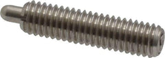 Vlier - 10-32, 3/4" Thread Length, 1/8" Plunger Projection, Stainless Steel Threaded Spring Plunger - 0.091 - 0.092" Max Plunger Diam, 3/4" Plunger Length, 1.3 Lb Init End Force, 2.7 Lb Final End Force - Apex Tool & Supply
