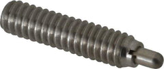Vlier - 1/4-20, 1" Thread Length, 3/16" Plunger Projection, Stainless Steel Threaded Spring Plunger - 0.117 - 0.118" Max Plunger Diam, 1" Plunger Length, 3 Lb Init End Force, 13 Lb Final End Force - Apex Tool & Supply