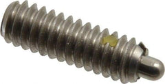 Vlier - 1/4-20, 3/4" Thread Length, 1/8" Plunger Projection, Stainless Steel Threaded Spring Plunger - 0.117 - 0.118" Max Plunger Diam, 3/4" Plunger Length, 2 Lb Init End Force, 9 Lb Final End Force - Apex Tool & Supply