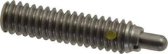 Vlier - 1/4-20, 1" Thread Length, 3/16" Plunger Projection, Stainless Steel Threaded Spring Plunger - 0.117 - 0.118" Max Plunger Diam, 1" Plunger Length, 3 Lb Init End Force, 13 Lb Final End Force - Apex Tool & Supply