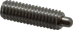 Vlier - 3/8-16, 1-1/8" Thread Length, 3/16" Plunger Projection, Stainless Steel Threaded Spring Plunger - 0.186 - 3/16" Max Plunger Diam, 1-1/8" Plunger Length, 5.5 Lb Init End Force, 14.5 Lb Final End Force - Apex Tool & Supply