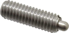 Vlier - 3/8-16, 1-1/8" Thread Length, 3/16" Plunger Projection, Stainless Steel Threaded Spring Plunger - 0.186 - 3/16" Max Plunger Diam, 1-1/8" Plunger Length, 2.8 Lb Init End Force, 7.2 Lb Final End Force - Apex Tool & Supply